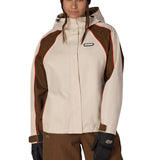 Colorblock hologram shell jacket with hood, front zipper, and G66 logo patch