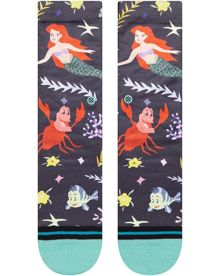 Stance Kids Ariel By Estee Crew Socks 2024 - Ariel is wearing a purple seashell bra and green mermaid tail on these socks.