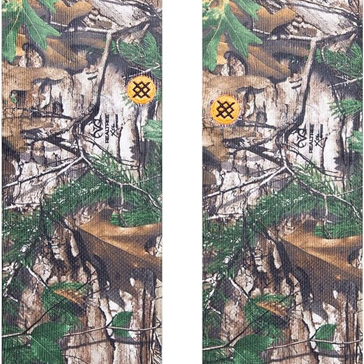 Stance x Realtree Kid's Xtra Crew Sock 2023 - Camo pattern with green, brown, and tan hues on a white background.