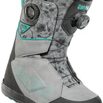 ThirtyTwo Women's Lashed Double BOA Snowboard Boot 2025 - A gray and black snowboard boot with teal accents, featuring a double BOA closure system on the side.
