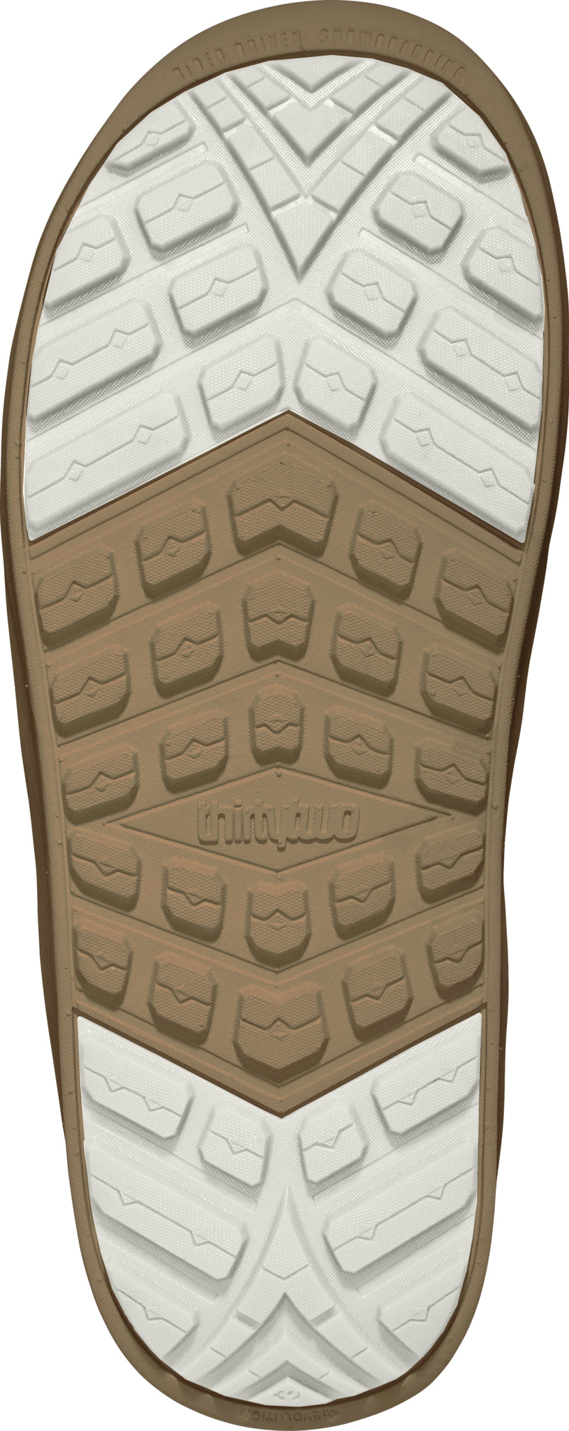 ThirtyTwo Women's Lashed Double BOA Snowboard Boot 2025 - White snowboard boot with a textured, rubber outsole and silver metal hardware.