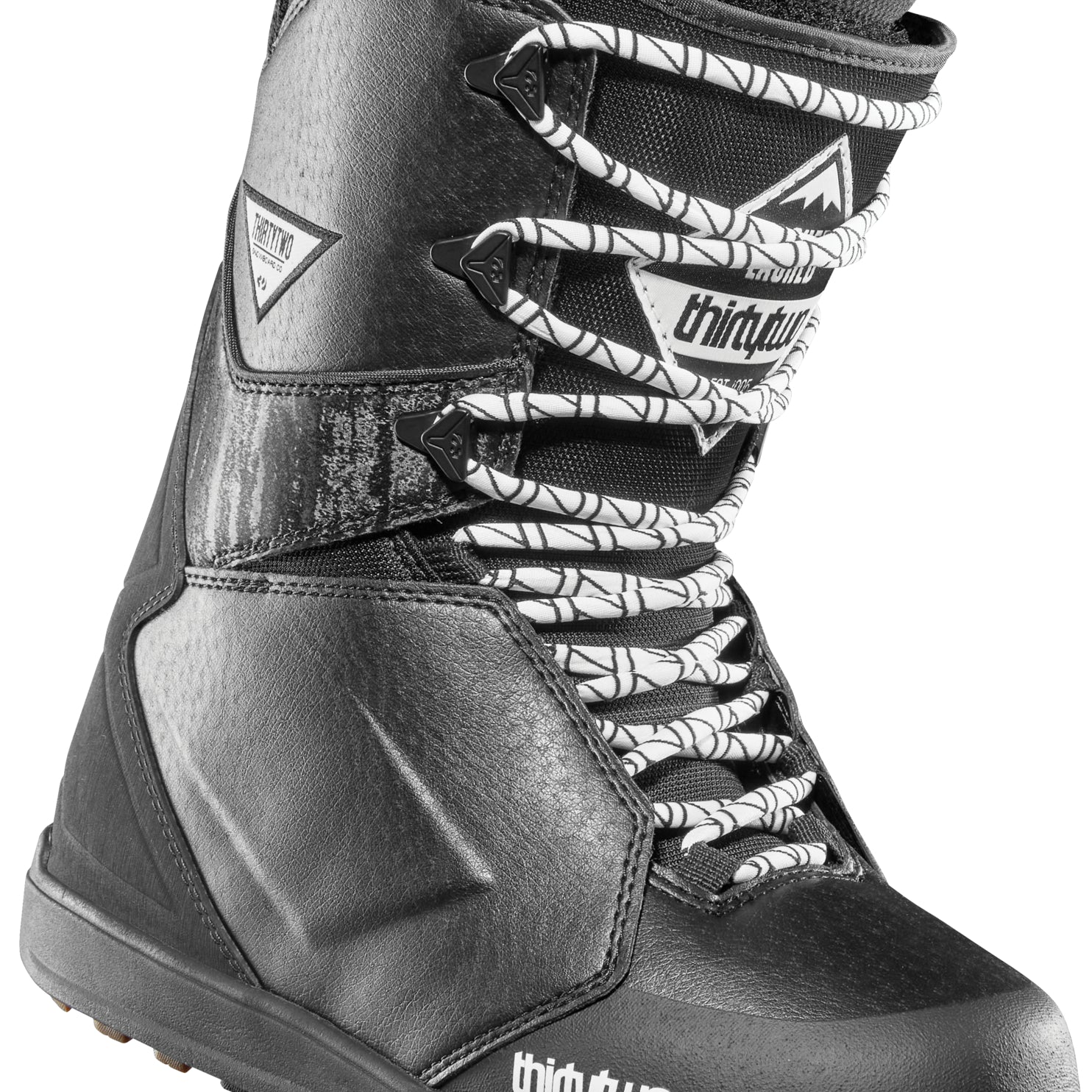 ThirtyTwo Women's Lashed Snowboard Boot 2025 - A black snowboard boot with a white logo on the side and laces.