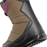 ThirtyTwo Women's Shifty BOA Snowboard Boot 2025 - A tan snowboard boot with a purple triangle on the side, featuring a black sole and laces.