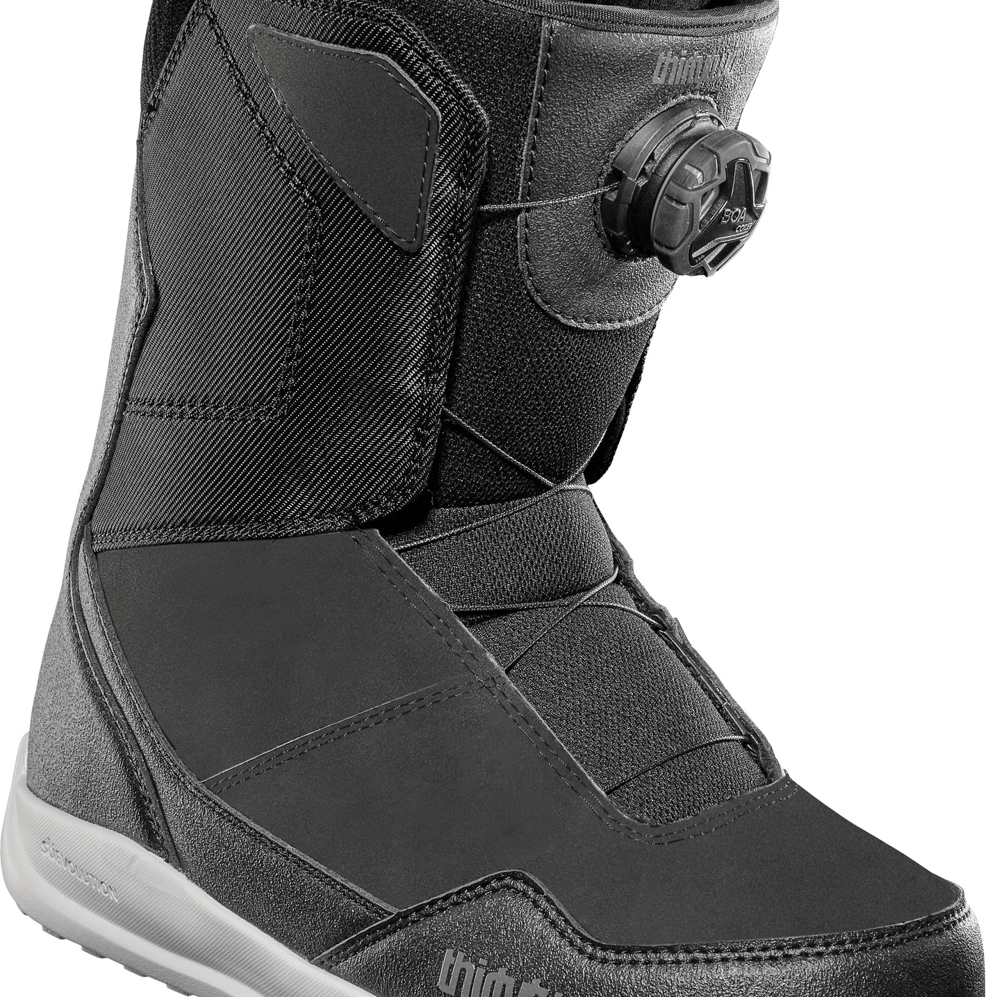 ThirtyTwo Women's Shifty BOA Snowboard Boot 2025 - Black snowboard boot with a textured pattern on the toe and heel areas, featuring a BOA closure system on the side.