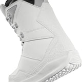 ThirtyTwo Women's Shifty Boot 2025 - A white snowboard boot with a textured pattern on the toe and heel, featuring gray laces and a black strap at the top.