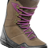 ThirtyTwo Women's Shifty Boot 2025 - A brown boot with purple laces and a black sole.