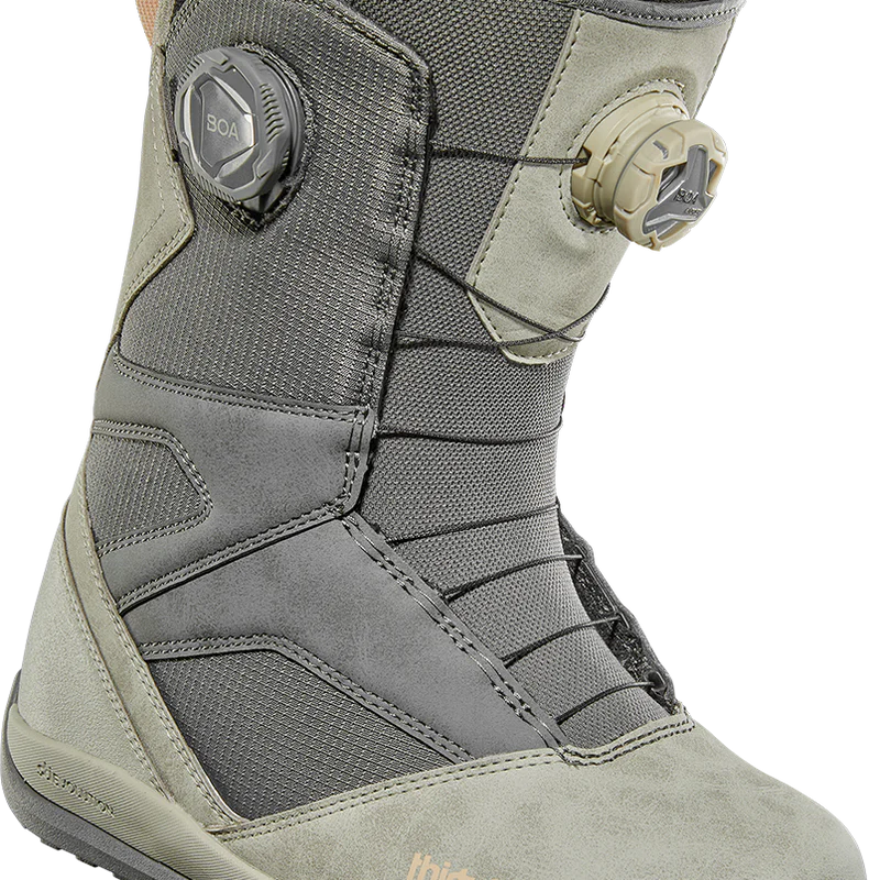ThirtyTwo Women's STW Double Boa Snowboard Boot 2025 - A gray snowboard boot with a textured pattern on the upper and a black sole.