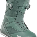ThirtyTwo Women's STW Double Boa Snowboard Boot 2025 - A green snowboard boot with a textured pattern on the upper and white soles.