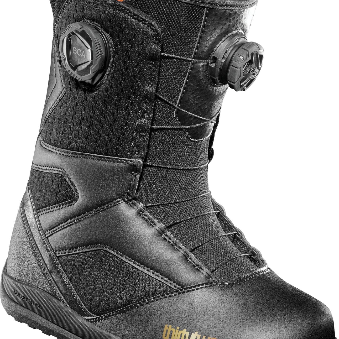 ThirtyTwo Women's STW Double Boa Snowboard Boot 2025 - Black snowboard boots with a textured pattern on the upper material and black laces.