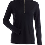Nils Women's Robin 1/4 Zip T-Neck 2025 - A black zip-up sweater with a high collar and long sleeves.