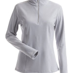 Nils Women's Robin 1/4 Zip T-Neck 2025 - A light gray zip-up sweater with a high collar and long sleeves.