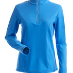 Nils Women's Robin 1/4 Zip T-Neck 2025 - A light blue zip-up sweater with a high collar and long sleeves.