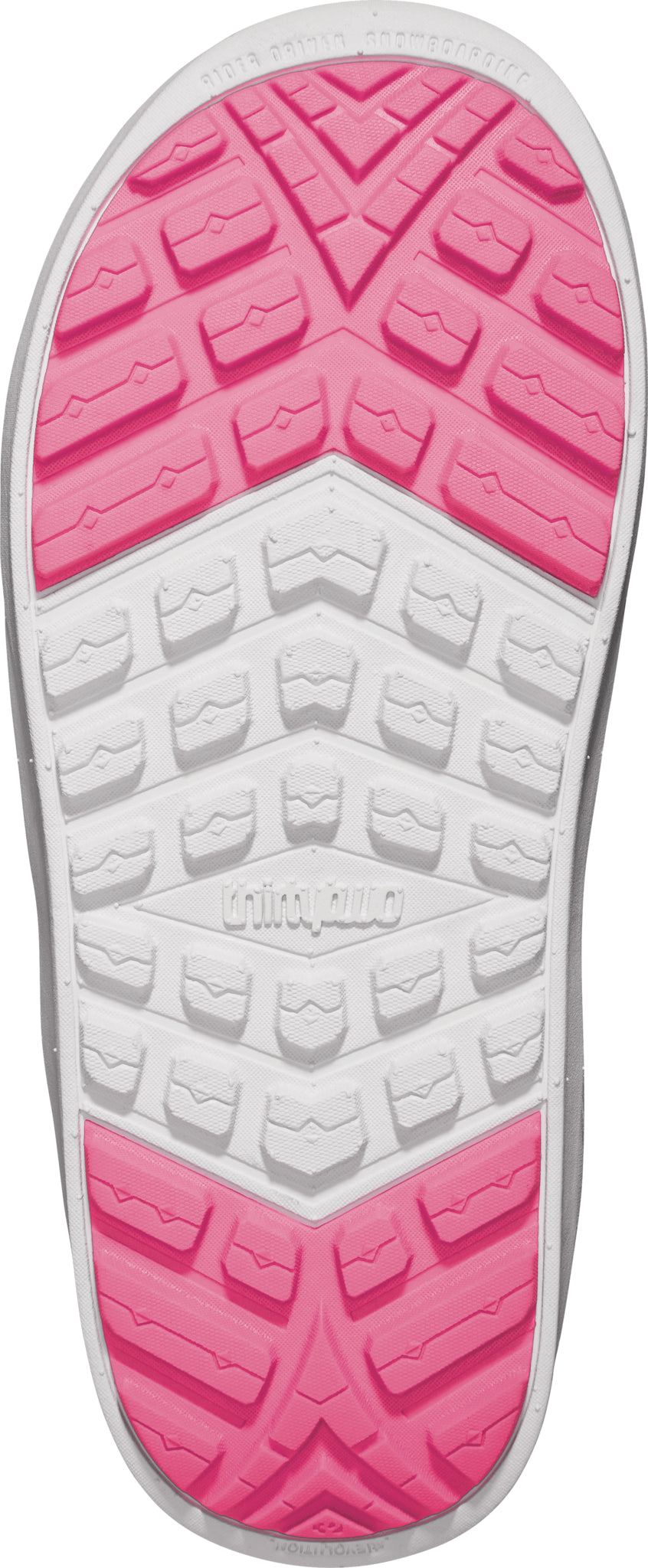 ThirtyTwo Women's Lashed Double BOA X B4BC Snowboard Boot 2025 - White snowboard boot with pink accents and a textured, grippy outsole.