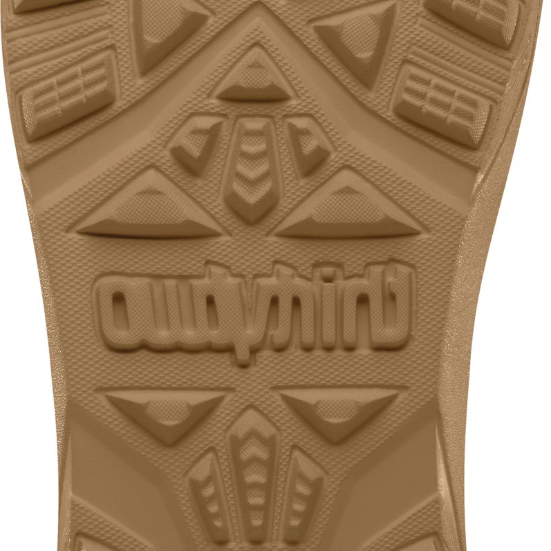 ThirtyTwo Junior's Lashed BOA X Fava Snowboard Boot 2025 - A tan snowboard boot with a textured rubber outsole and a white logo on the side.