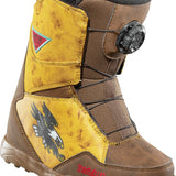 ThirtyTwo Junior's Lashed BOA X Fava Snowboard Boot 2025 - A brown snowboard boot with a black and white eagle logo on the side, featuring a BOA X closure system.