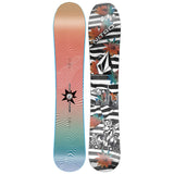Nitro Alternator X Volcom Snowboard 2025 - A snowboard with a black and white striped pattern on its top surface, featuring a large white "NITRO" logo at the center.