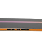 Nitro Prime Chroma Cam-Out Snowboard 2025 - A snowboard with a predominantly black base and purple accents, featuring a distinctive cam-out design on its top surface.