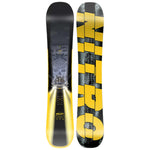 Nitro Beast Snowboard 2025 - A black snowboard with a white logo and yellow lettering on top of a gray background.