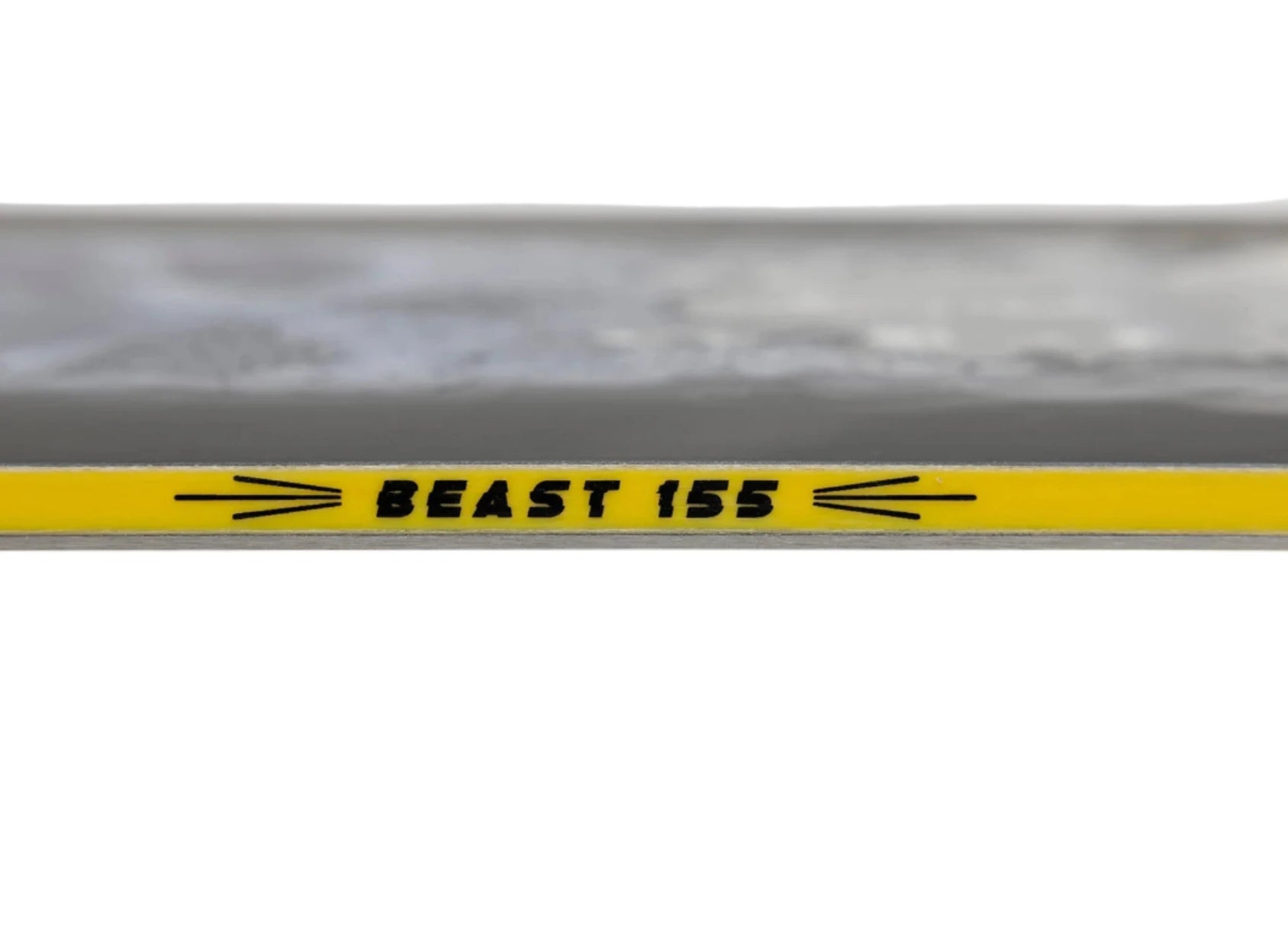Nitro Beast Snowboard 2025 - A snowboard with a black base color and white accents on the top sheet, featuring a distinctive "Beast" logo in bold font at the center of the board's nose.