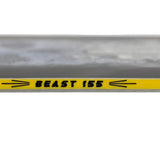 Nitro Beast Snowboard 2025 - A snowboard with a black base color and white accents on the top sheet, featuring a distinctive "Beast" logo in bold font at the center of the board's nose.
