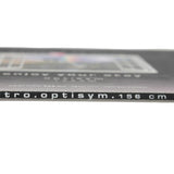 Nitro Optisym Snowboard 2025 - A black snowboard with a white logo on top and a blurry image of a colorful graphic in the background.