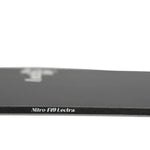 Nitro Women's Lectra Cam-Out Snowboard 2025 - A black snowboard with a white logo on top and a white stripe along the bottom edge.