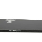 Nitro Women's Lectra Cam-Out Snowboard 2025 - A black snowboard with a white logo on top and a white stripe along the bottom edge.