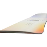 Nitro Women's Optisym Snowboard 2025 - A snowboard with a white base and blue, orange, and yellow gradient at the top.