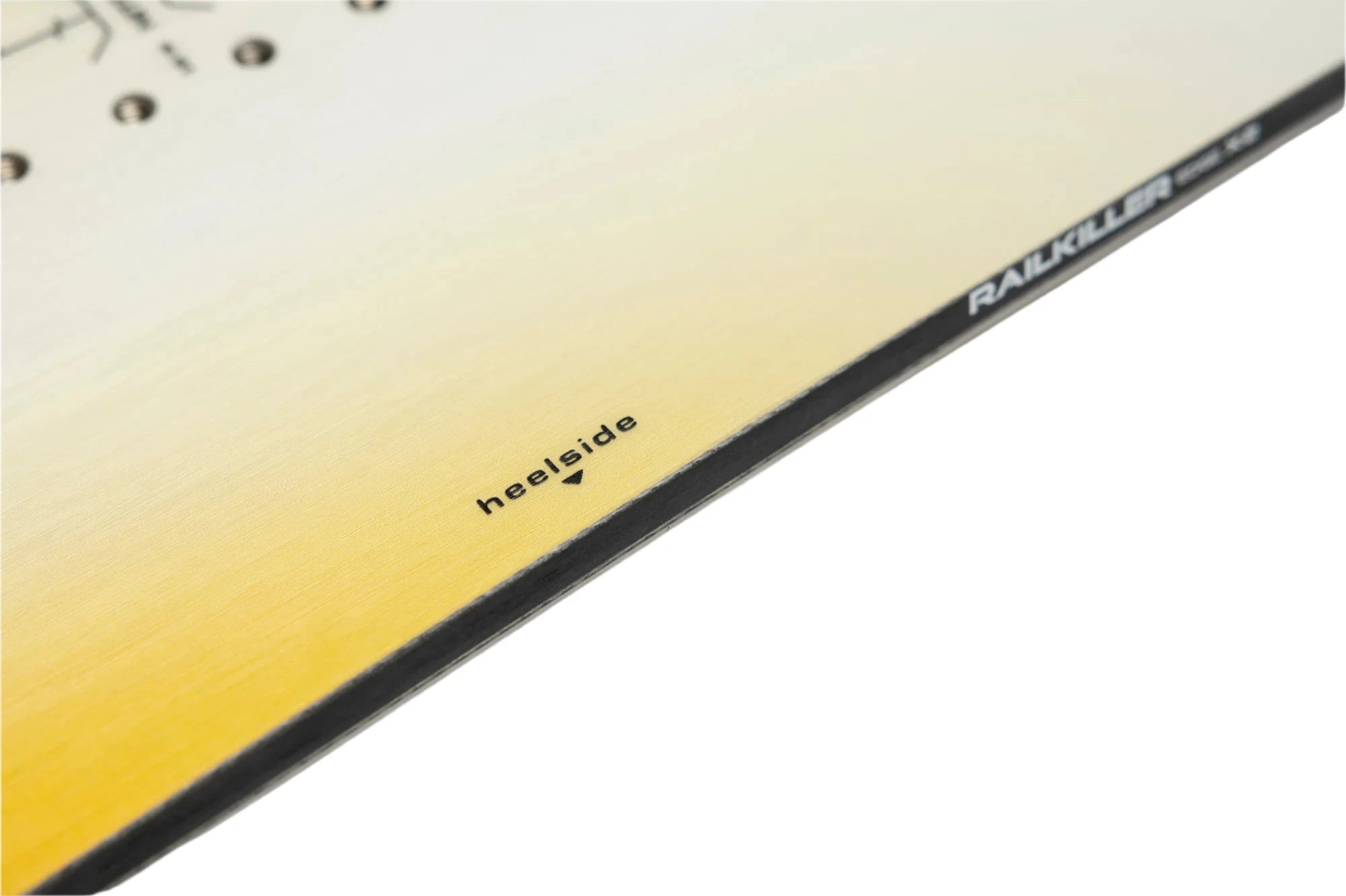 Nitro Women's Optisym Snowboard 2025 - A snowboard with a white base and black trim, featuring a gradient design that transitions from light to dark towards the tip.