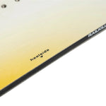 Nitro Women's Optisym Snowboard 2025 - A snowboard with a white base and black trim, featuring a gradient design that transitions from light to dark towards the tip.