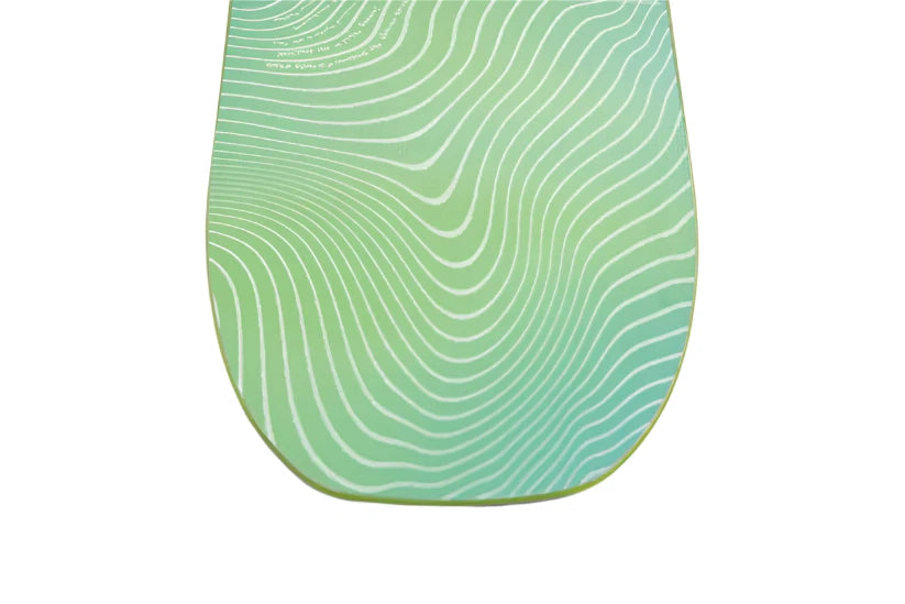 Nitro Kid's Ripper x Volcom Snowboard 2025 - A green snowboard with a white stripe pattern and a rounded tip.