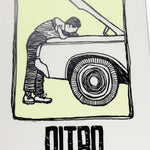 Nitro Alternator Snowboard 2026 - A snowboard with a black and white striped pattern on its bindings.