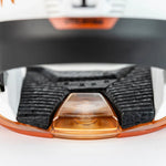 Nitro Phantom Snowboard Bindings 2025 - A black strap with copper-colored hardware is attached to a white base plate.