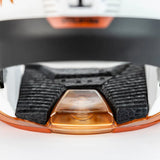 Nitro Phantom Snowboard Bindings 2025 - A black strap with copper-colored hardware is attached to a white base plate.