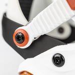 Nitro Phantom Snowboard Bindings 2025 - White bindings with black screws and silver cables.