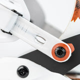 Nitro Phantom Snowboard Bindings 2025 - A pair of white snowboard bindings with silver screws and black straps.