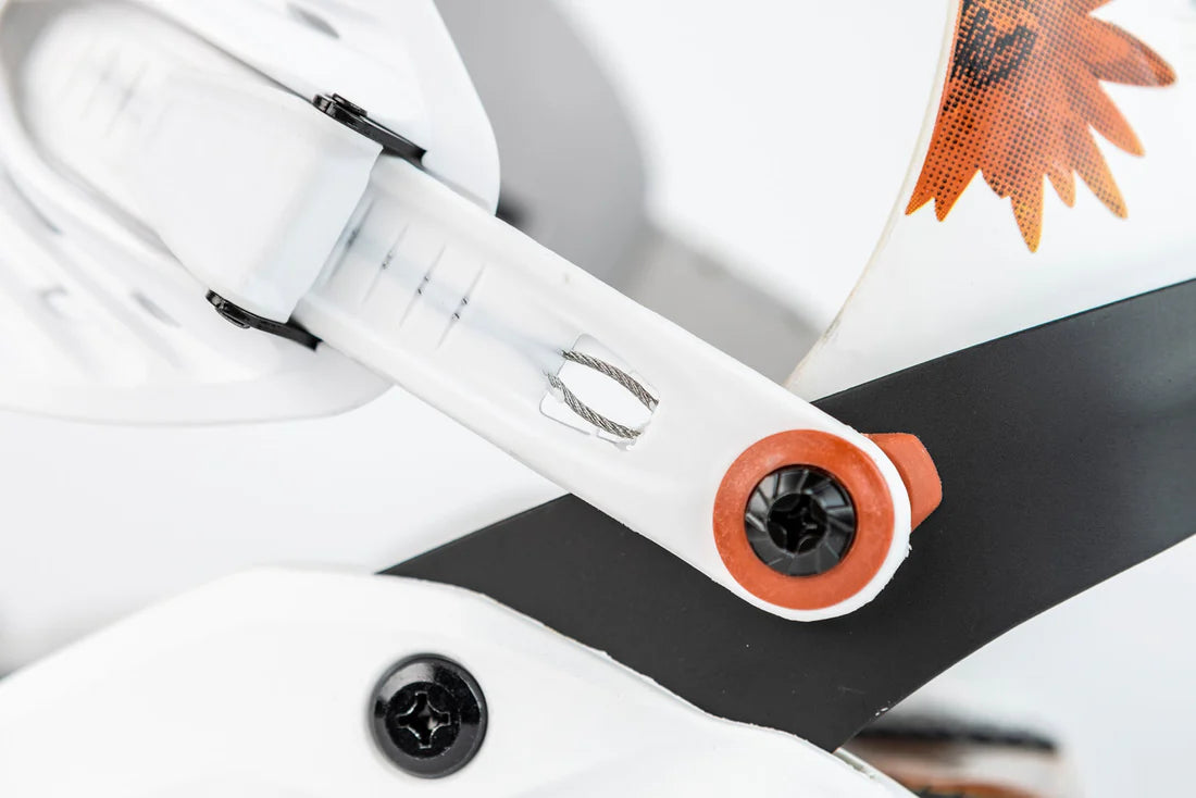 Nitro Phantom Snowboard Bindings 2025 - A pair of white snowboard bindings with silver screws and black straps.