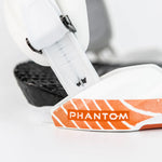 Nitro Phantom - Snowboard bindings with white straps and black buckles.