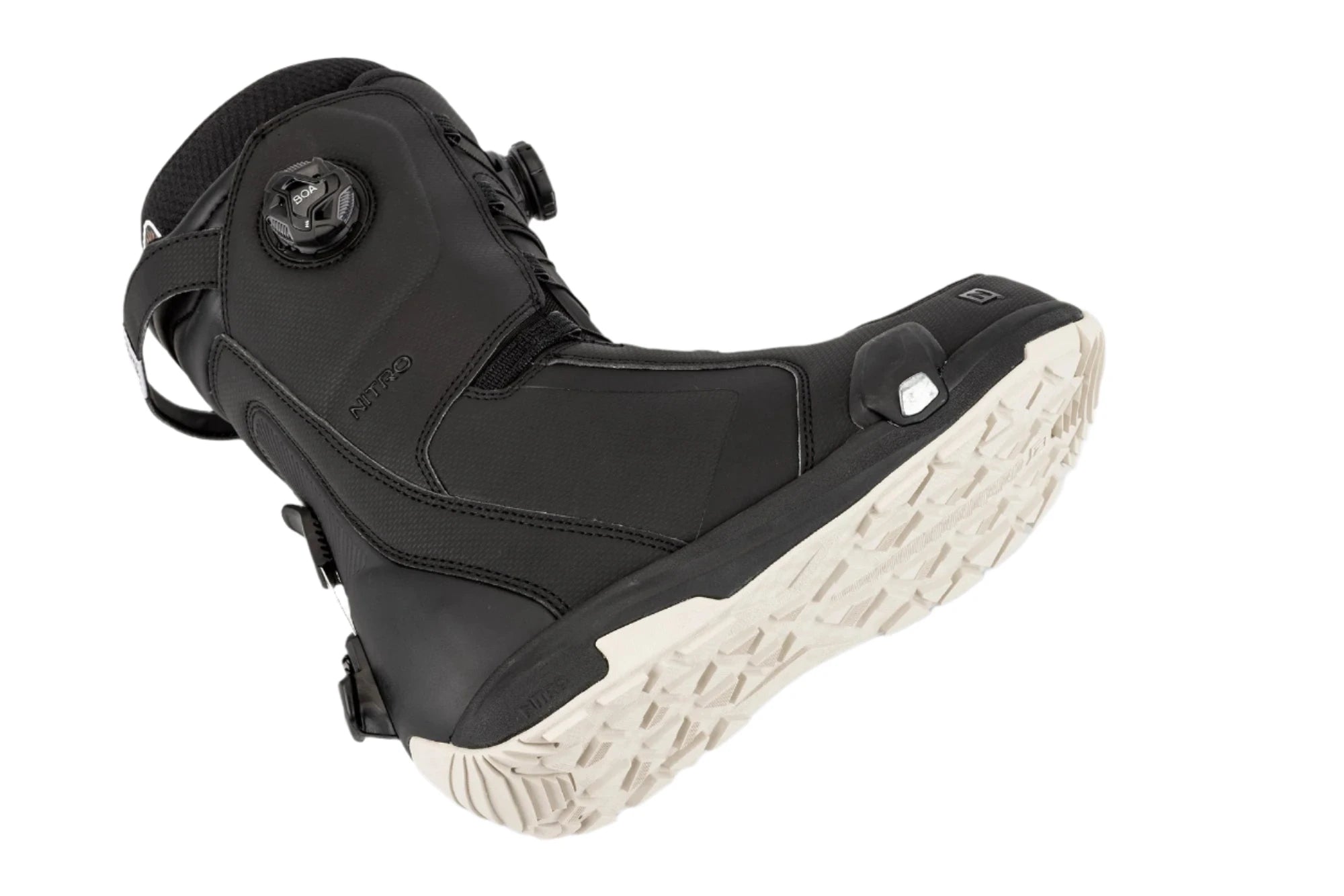Nitro Darkseid Step On BOA Snowboard Boot 2025 - Black snowboard boot with a sleek, modern design and silver hardware accents.