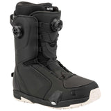 Nitro Darkseid Step On BOA Snowboard Boot 2025 - Black snowboard boots with a sleek, modern design and silver BOA dials on the side.