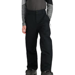Obermeyer Junior's Timberline Insulated Pant 2025 - Black insulated ski pants with a subtle pattern of thin white lines on the lower leg.