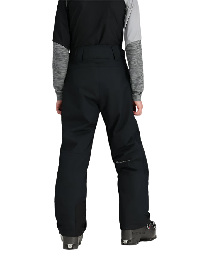 Obermeyer Junior's Timberline Insulated Pant 2025 - Black insulated ski pants with a white logo on the left leg.