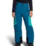 Obermeyer Jr. girls' insulated ski pants, Corsair teal, front view