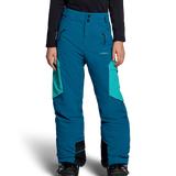 Obermeyer Jr. girls' insulated ski pants, Corsair teal, front view