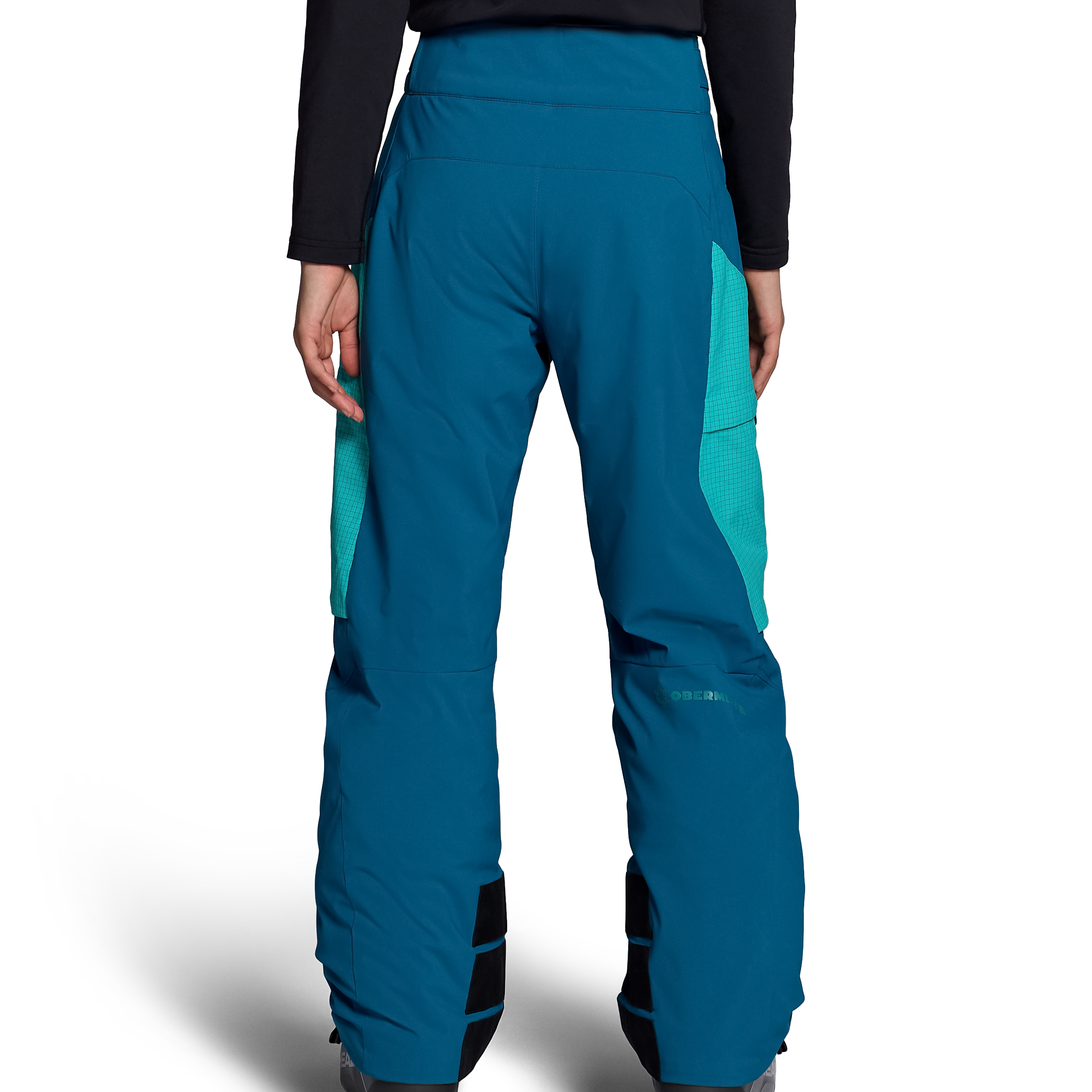 Obermeyer Jr. girls' insulated ski pants, Corsair teal, back view