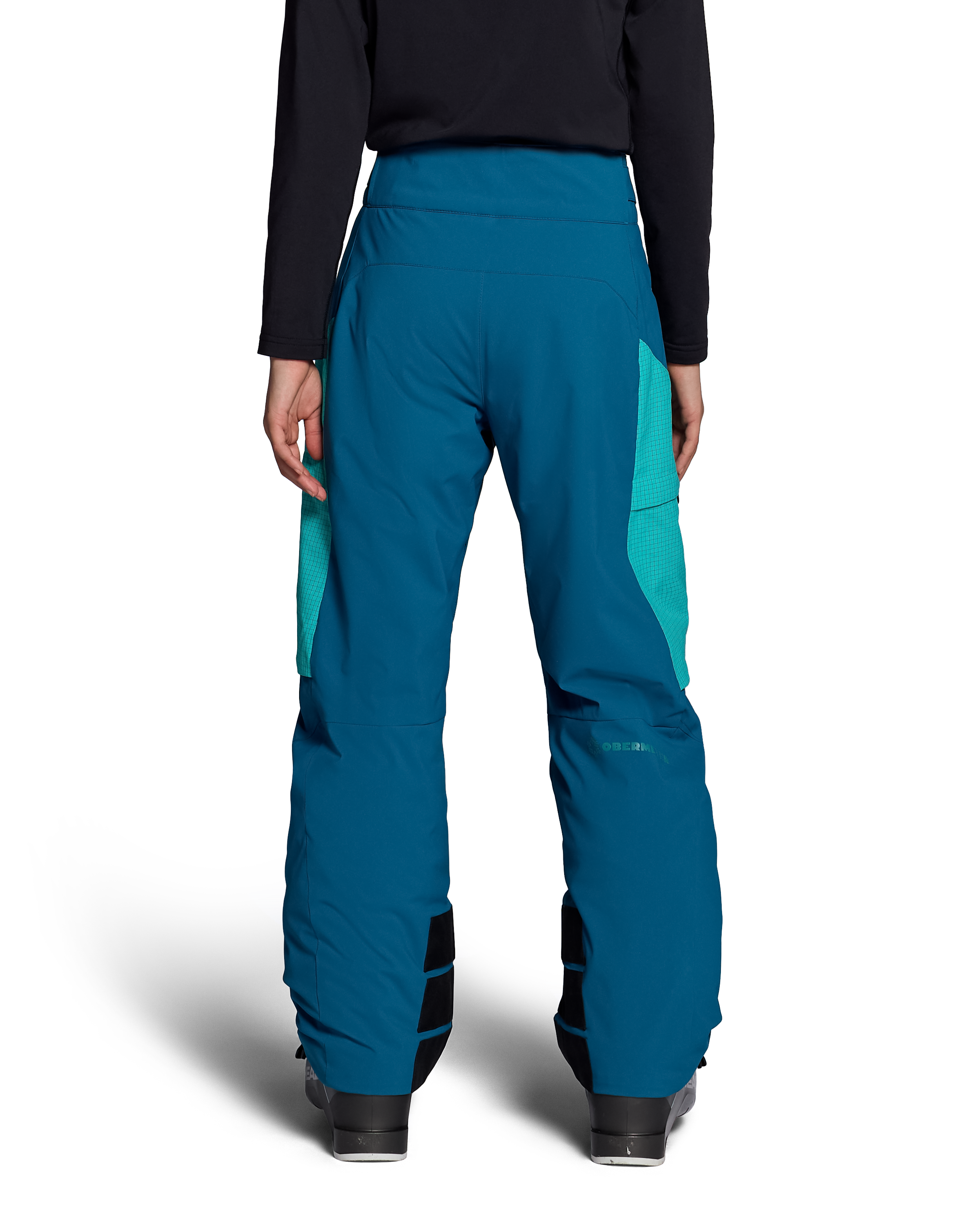 Obermeyer Jr. girls' insulated ski pants, Corsair teal, back view