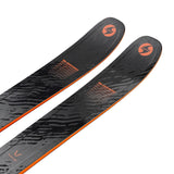 Blizzard Rustler 10 Skis 2025 - Black skis with orange lettering and logo on top of each ski.
