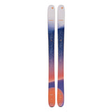 Blizzard Women's Sheeva 10 Skis 2025 - A pair of skis with a blue and orange color scheme, featuring a distinctive pattern on the top sheet.