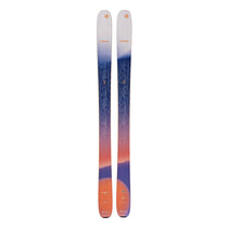 Blizzard Women's Sheeva 10 Skis 2025 - A pair of skis with a blue and orange color scheme, featuring a distinctive pattern on the top sheet.