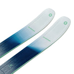 Blizzard Women's Sheeva 9 Skis 2025 - A pair of skis with a white top and dark blue bottom, featuring a green logo on the tip.